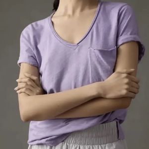 T.LA Anthropologie Purple Lavender Top V Neck XS New NWT Short Sleeve Beautiful